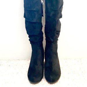 NWT Black Wedge Knee high Boots